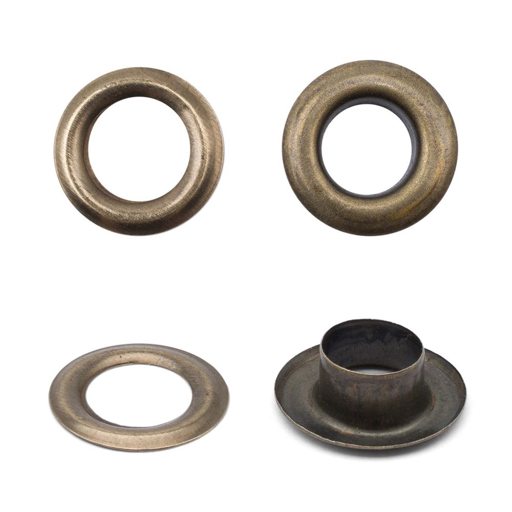 Люверсы металл ⌀_7.3 мм (внутр.), №5, сталь, антик, 100 шт, New Star