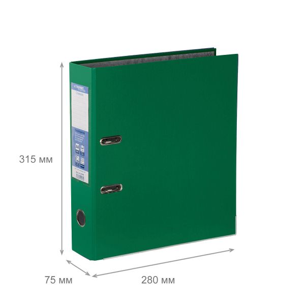 Регистратор PVC, мет.уг. 75 мм, 50 шт, Premier A4 арочный механ. (разб.), зеленый EC1012235, Expert Complete
