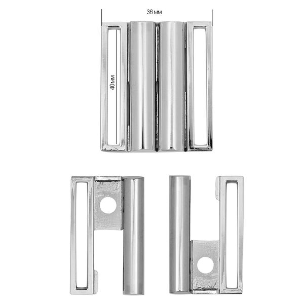 Пряжка ременная металл под резинку 40 мм 36х45 мм, цв. никель, уп. 10 шт