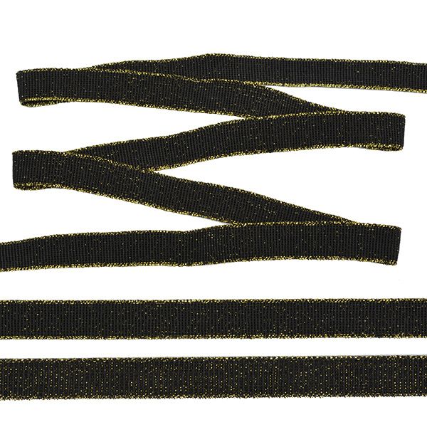 Тесьма лампасная в рубчик эластичная 10.0 мм арт.LRE.10BG цв.черный/золото уп.7±0.5м