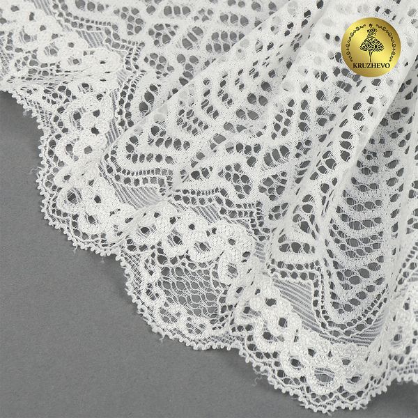 Кружево бельевое эластичное 190 мм / 3 м, 6389, цв.004 белый, Kruzhevo