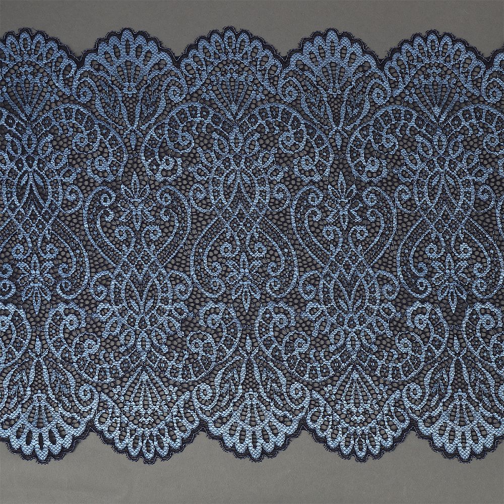 Кружево бельевое эластичное 240 мм / 25 м, TY.40992, цв.голубой, Kruzhevo