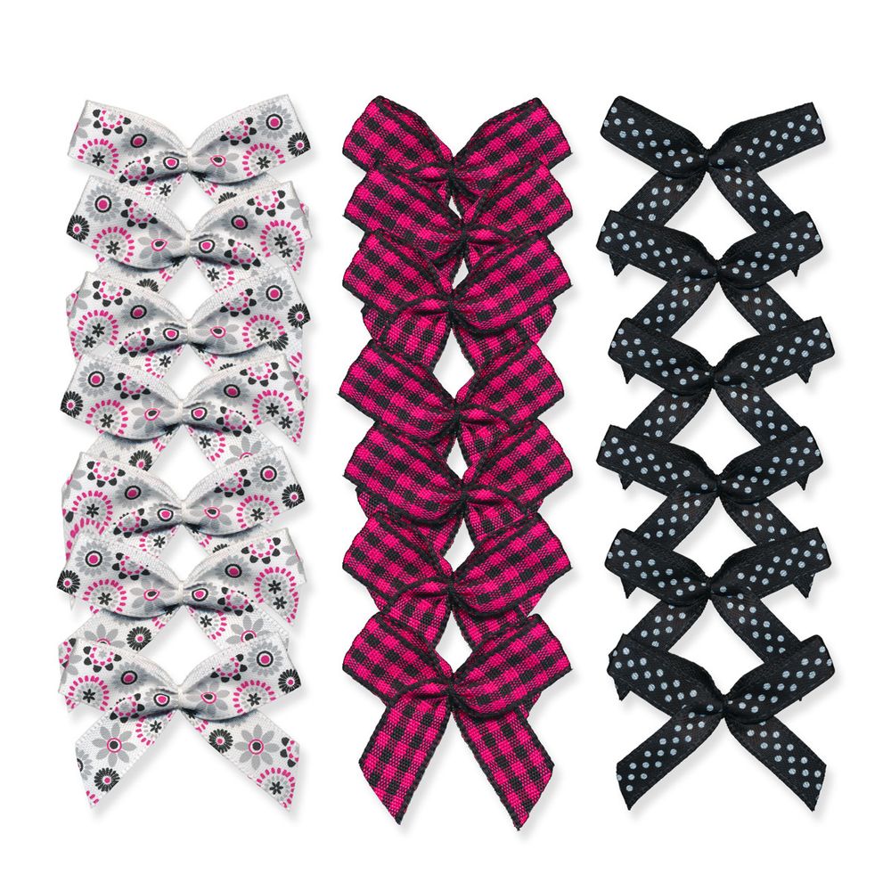 Набор текстильных бантиков, 100 шт, 104 черно-розовый, Annet BDR