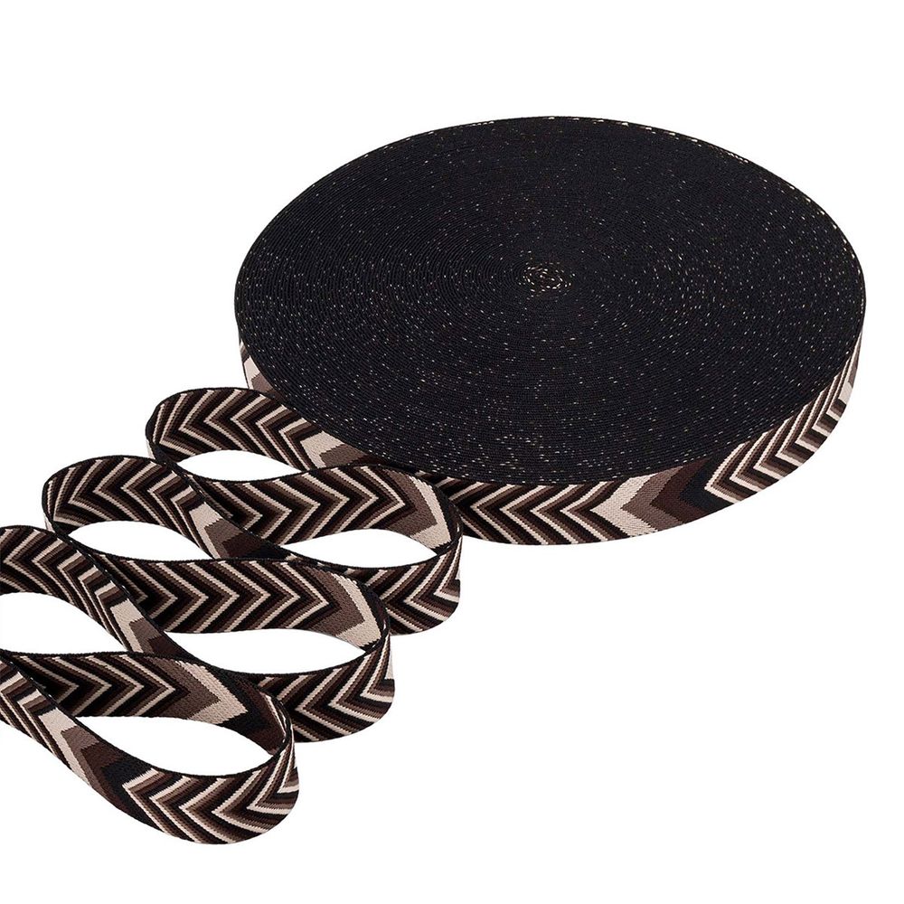 Стропа (ременная лента) 38 мм / 45.72 метра, [38.82 г/пог.м], с принтом 2-сторонняя, D159 коричневый/бежевый, 3Al354