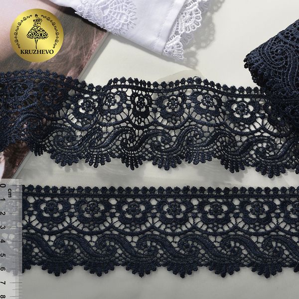 Кружево гипюр (плетёное) 65 мм, диз.TR 8GB014 цв.12 т.синий уп.9м, Kruzhevo