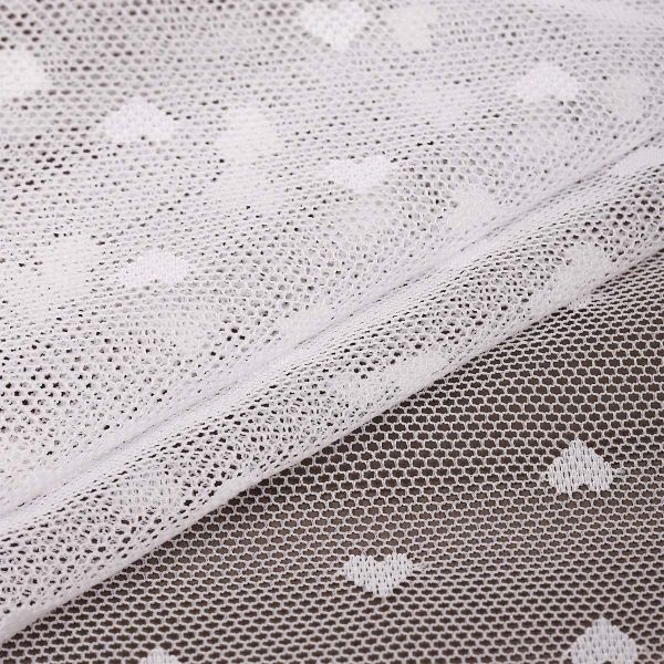 Сетка бельевая эластичная 55 г/м², шир.150 см / 1 метр, Сердечки, цв.01 белый /OLG015.01/1/