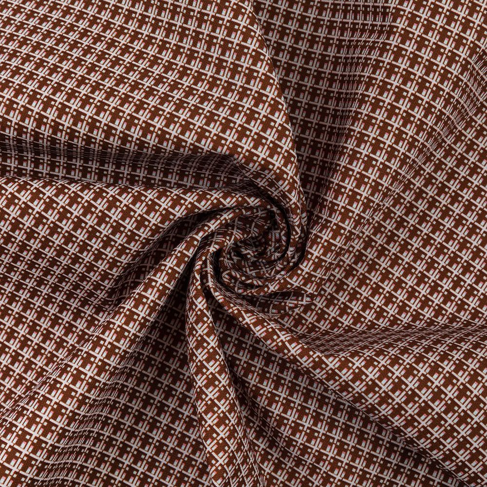 Ткань для пэчворка PEPPY БАБУШКИН СУНДУЧОК ФАСОВКА 100х112 см, 140±5 100% хлопок, БС-09 клетка коричневый, Peppy БАБУШКИН СУНДУЧОК