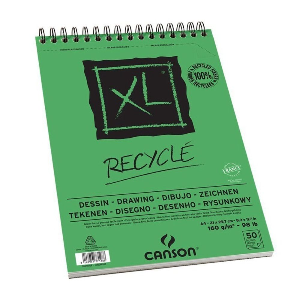 Альбом для графики XL Recycle 160 г/м², A4 21х27.9 см, на спирали 50 л, Canson С200777128