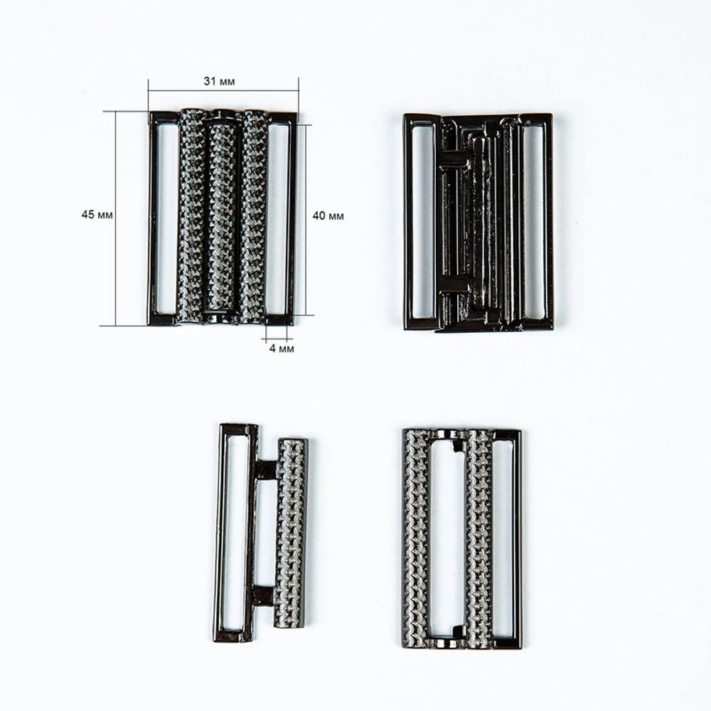 Пряжка-застежка 40 мм (внешн. 45х31 мм), 4 шт, чер.никель, BIG