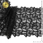 Кружево на сетке (вышитое) арт.T99 180мм цв.черный уп.6м, Kruzhevo