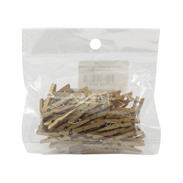 Прищепки цветные 2,5см (золото), 50 шт