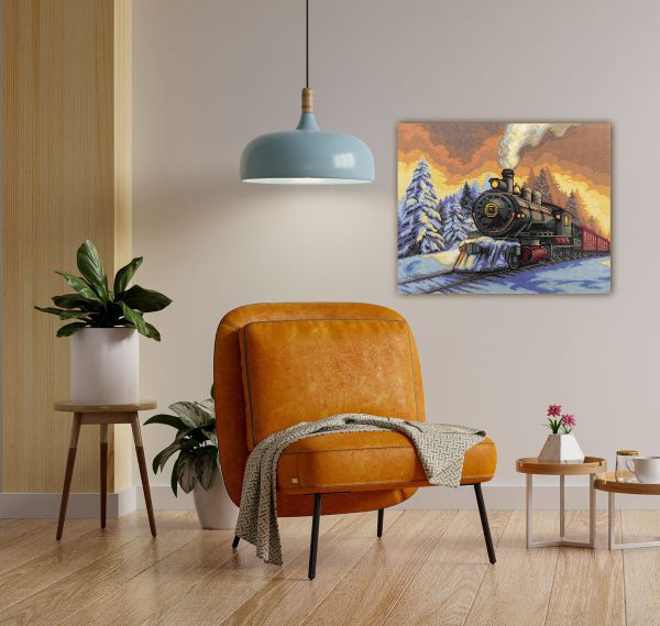 Алмазная (кристальная) мозаика Фрея ALPD-209, на подрамнике Рождественский экспресс, 50х40 см