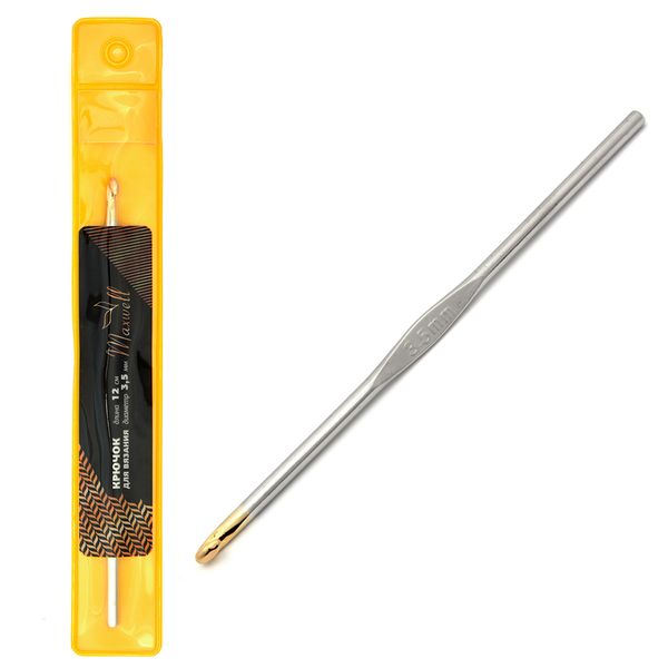 Крючки для вязания с золотой головкой 3,5 мм, 12 см, MAXW.7306, никель, 10 шт, Maxwell Gold