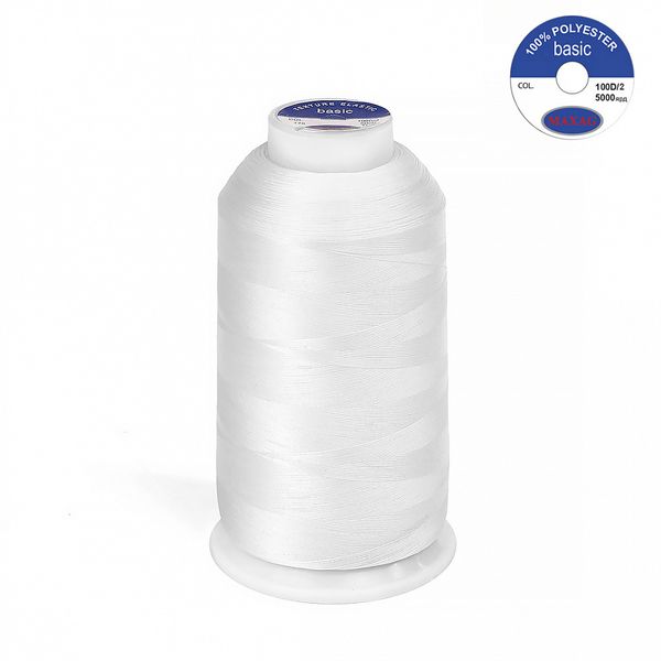 Нитки эластичные текстурированные Max 100D/2, 5000 м, 00 белый, 1 катушка