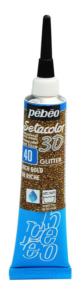 Контур по ткани с микро-глиттером Setacolor 3D 20 мл 557040 под темное золото, Pebeo
