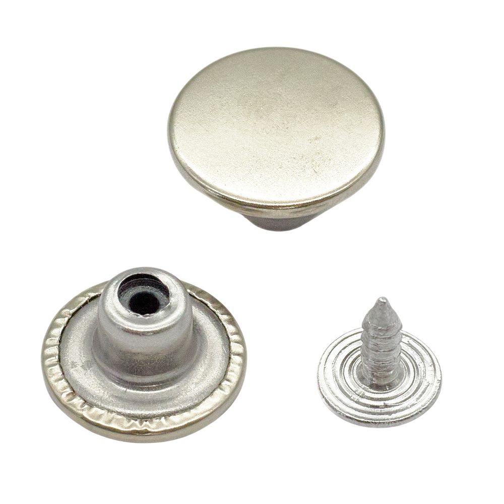 Пуговицы джинсовые ⌀17 мм, фиксированная ножка, сталь, гладкая, никель, 100 шт, New Star