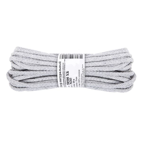 Шнур круглый х/б ⌀5.0 мм, 10 м, 283 св. серый, Gamma 5В500 ХБ