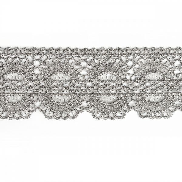 Кружево гипюр (плетёное) 45 мм, диз.2500 цв.E6815 серый уп.13.71м, Kruzhevo