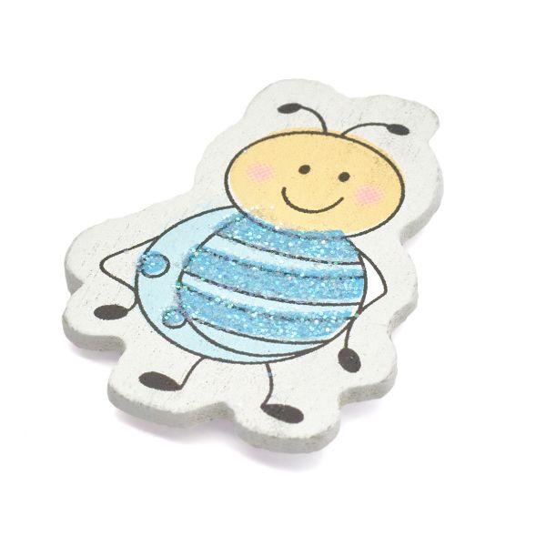 Декоративный стикер Пчелка 40 мм, голубой, 10 шт