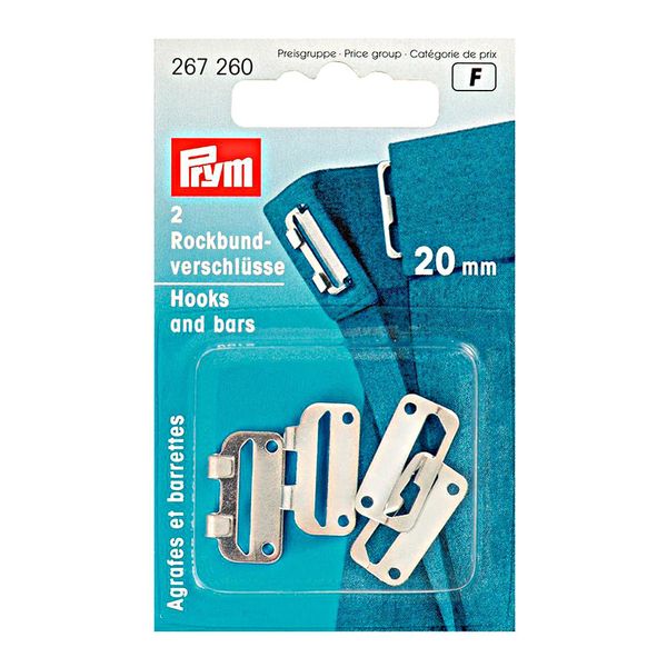 Крючки брючные (юбочные) пришивные 20 мм, 2 шт, под никель, Prym 267260