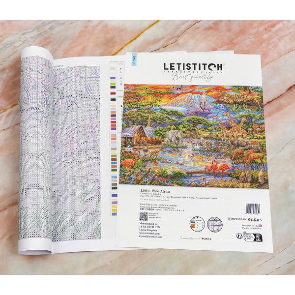 Набор для вышивания нитками LetiStitch L9941, Дикая Африка 45х34см