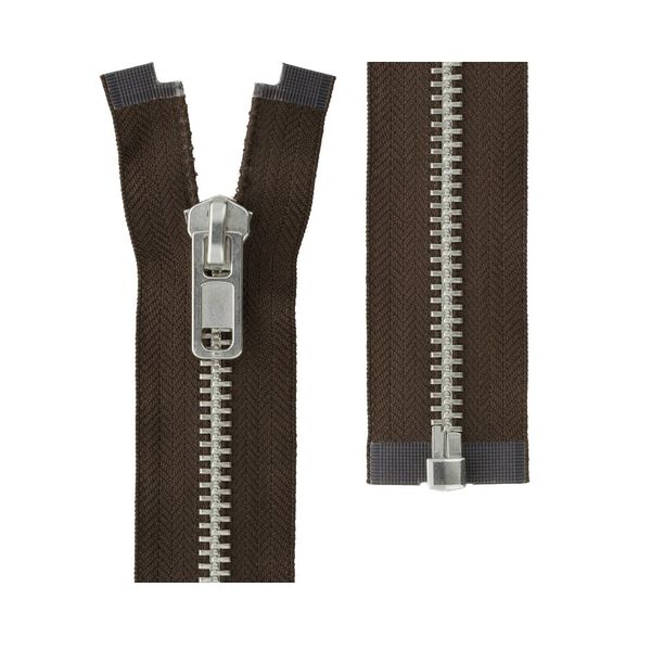 Молния металл Т8 (8 мм) 1 зам., разъем., 60 см, никель, 295 т.коричневый, ZIP 8N Gamma, 10 шт