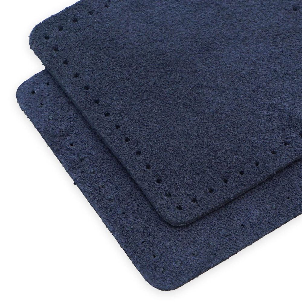 Заплатки пришивные из замши, квадрат 6см с перфорацией, 2 шт, 100% кожа, 22 темно-синий, 59112