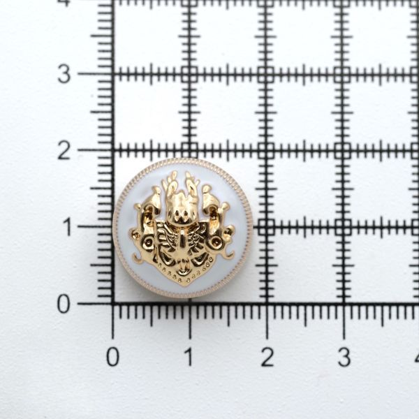 Пуговицы на ножке 28L (18мм), металл (White/G белый с золотом), 36 шт, ME 645