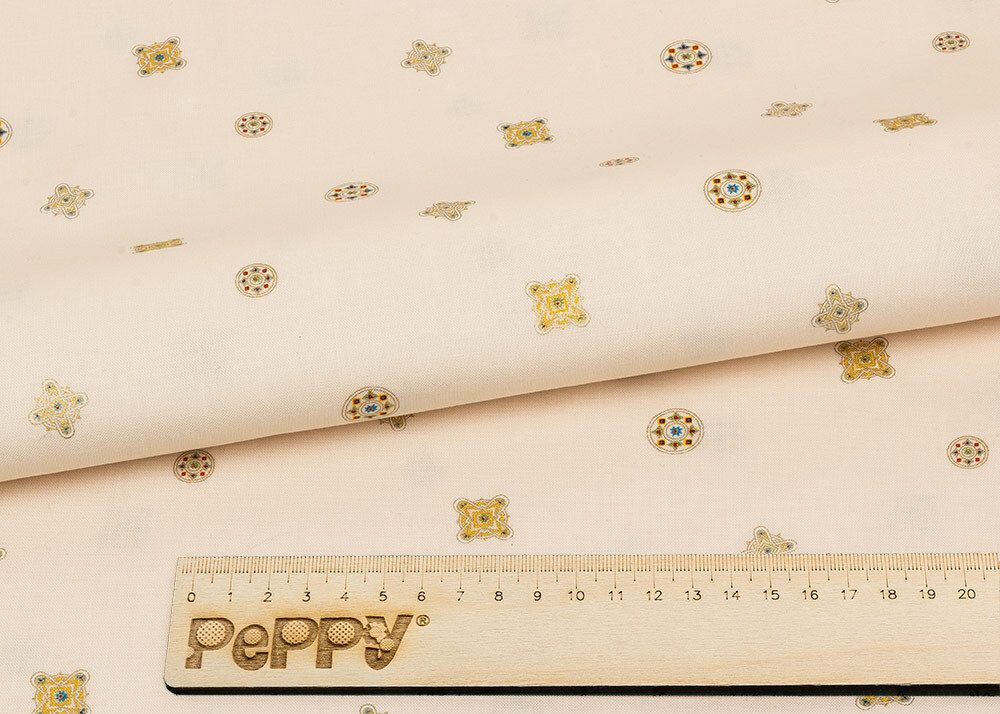 Ткань для пэчворка Peppy Индийское сари, рулон 112 см / 5 метров, ИС-05 кремовый, Peppy