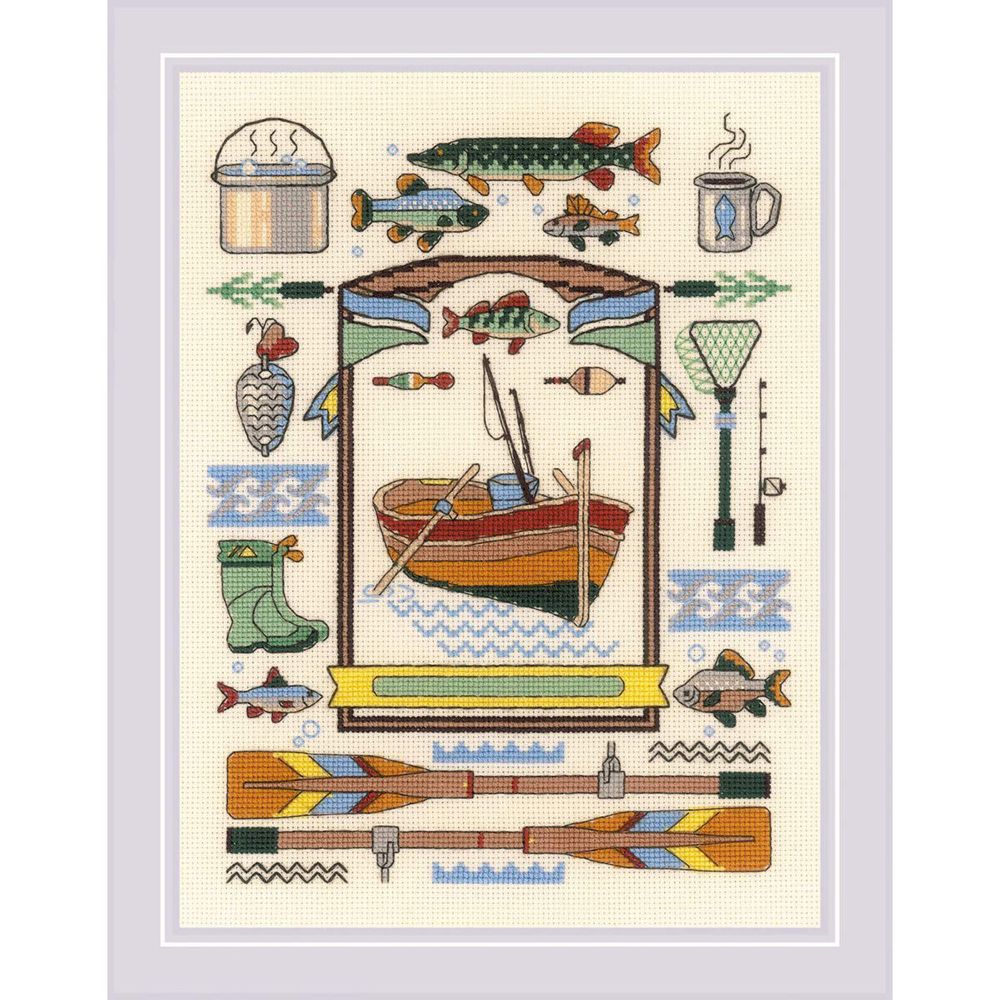 Набор для вышивания нитками Риолис, Удачный улов 18х24 см