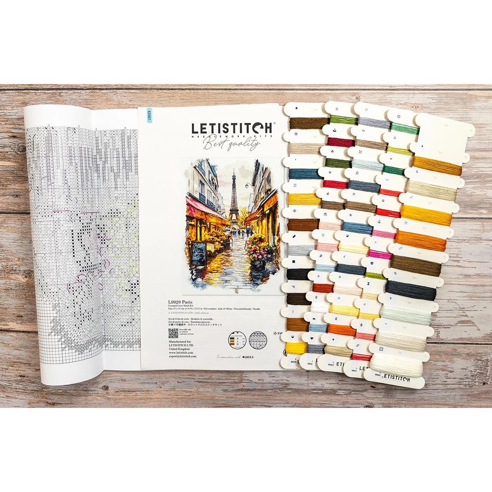 Набор для вышивания нитками LetiStitch L9929, Париж 23х31см
