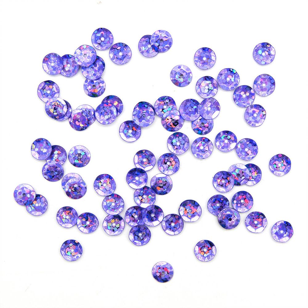 Пайетки граненые 6 мм, упак. 10 гр, Астра, 50126 сиреневый голограмма, уп.10 шт