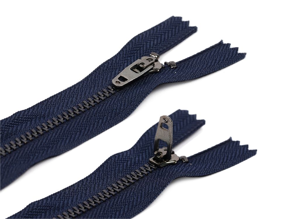 Молния металл (цв.SBS) джинсовая Т3 (3 мм) 1 зам., н/раз., 12 см, S-196 т.синий (звено: т.никель), уп.100 шт