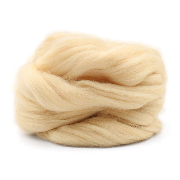 Шерсть для валяния Троицкая, 100% полутонкая шерсть, 100 гр, цв. 279 шампанское