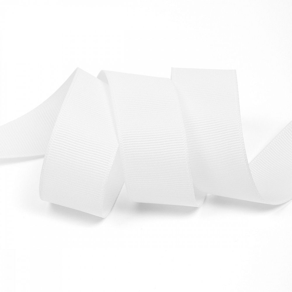 Лента репсовая (в рубчик) 25.0 мм, 029 белый, уп. 27,4м