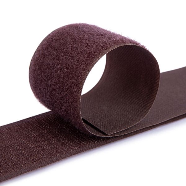 Лента контактная липучка (велкро) пришивная 50 мм / 25 метров, 149 т.коричневый, Gamma LG-50, ПАРА (крючок+петля), качество 