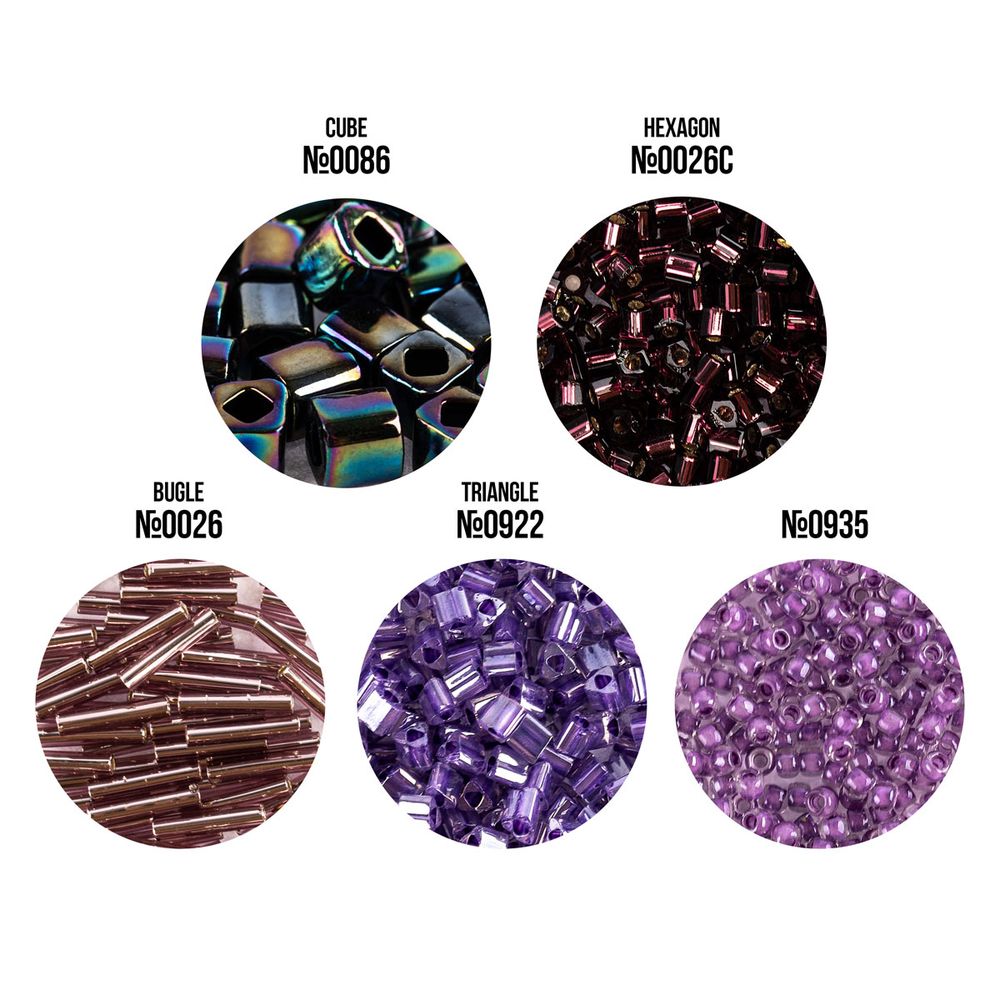Бисер Япония Toho Набор Фигурный 5х5 г, №07 фиолетовый