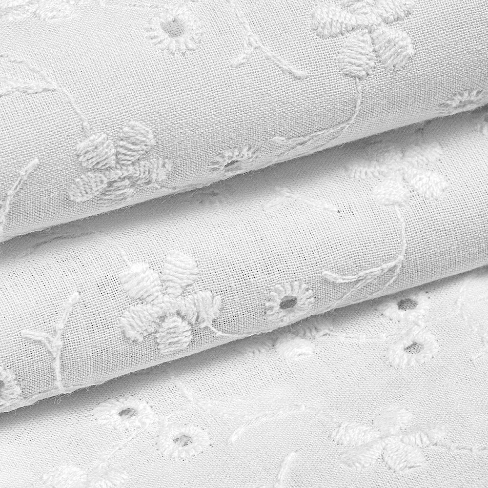 Ткань шитьё (прошва) 100 г/м², 150 см / 2 метра, TBY.Emb.8067.1.2, цв.01 белый