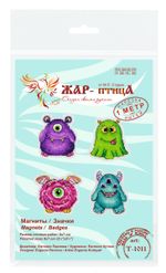 Набор для вышивания нитками МП Студия (Жар-птица), Монстрики. Значки. Магниты, 8х7 см