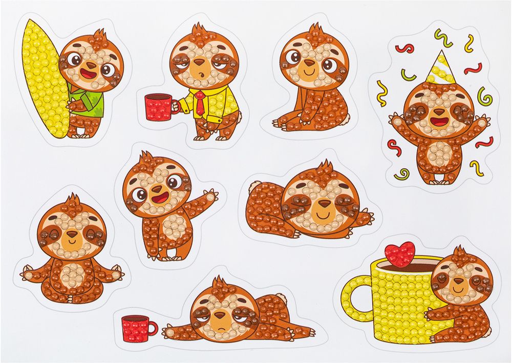 Алмазная (кристальная) мозаика Фрея ALVN-139, наклейки Ленивцы, 19.5х14 см