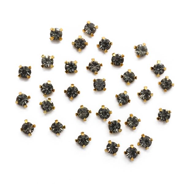 Хрустальные стразы в цапах/золото, 4мм, 50 шт/упак, Astra&Craft (39 серый), 4AR159/166