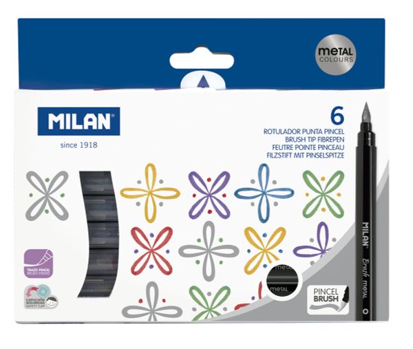 Набор фломастеров-кистей металлик 6 цв, 6 шт, 0612606MET, Milan