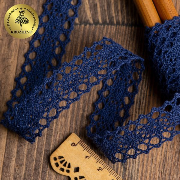 Кружево вязаное (тесьма) 20 мм / 10 метров, цв.29 темный-синий, Kruzhevo