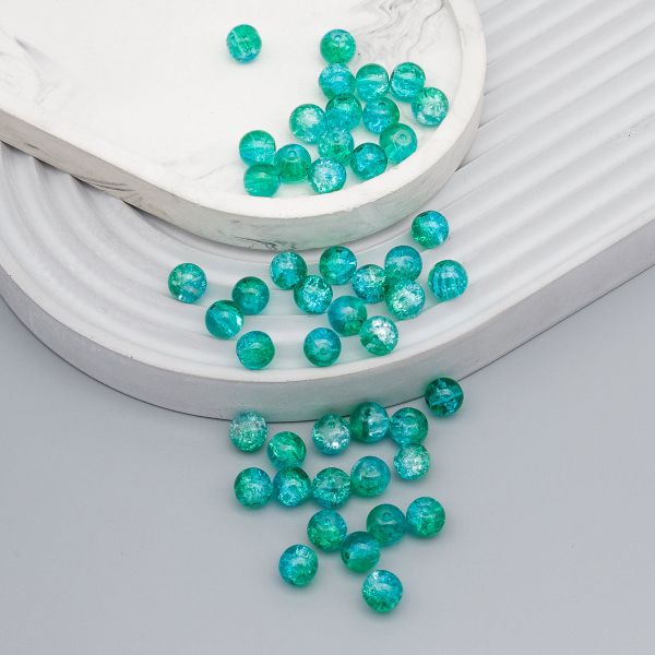 Бусины стекло ⌀8 мм, кракле, 46 шт, Astra&Craft, SY 29 градиент голубой/зеленый, 1301138