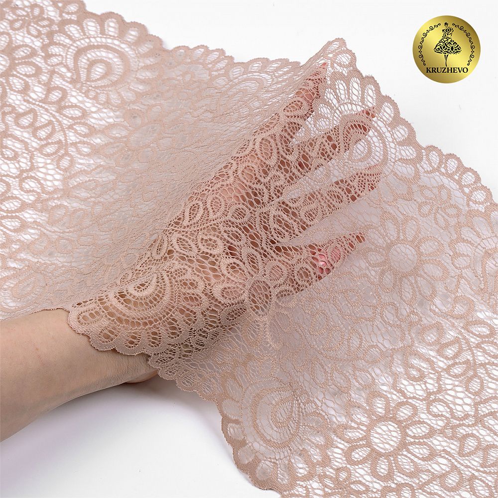 Кружево бельевое эластичное 205 мм / 25 м, YSTL00839, цв.168 серебристый пион, Kruzhevo