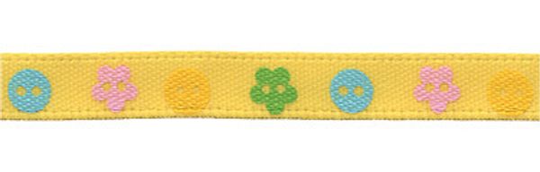 Лента атласная с рисунком 6.0 мм / 22.8±1 метра, B1/128 пуговки/желтый, Gamma ALP-064