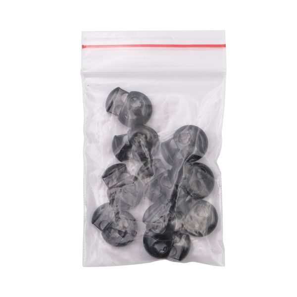 Фиксатор (зажим) для шнура металл 2 отв., 20.5х15.6 мм, ⌀3.5 мм, металл, G.Black (черный глянец), MFR12, 10 шт