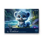 Альбом для рисования 100 г/м², A4 29.5х21 см, 5 шт на гребне 48 л, 01622 Ярко - синий мир, Светоч А234