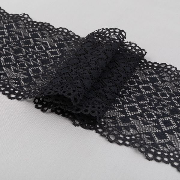 Кружево бельевое эластичное 160 мм / 3±0.2 метра, Турция, черный, Blitz