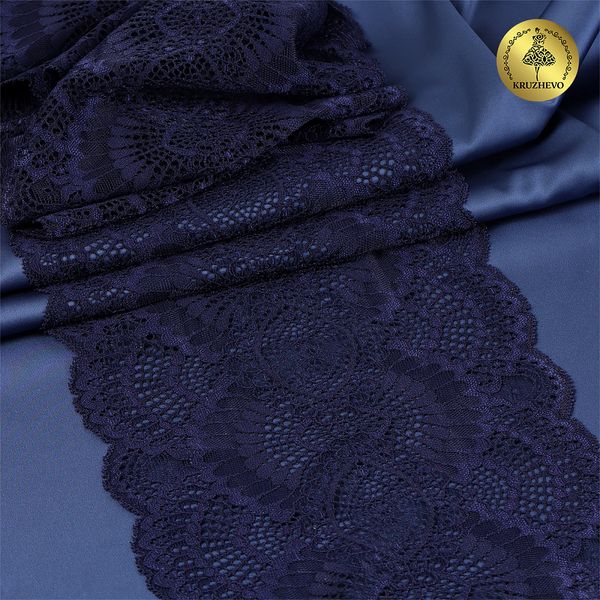 Кружево бельевое эластичное 195 мм / 3 м, TBY.30239, цв.061 т.синий, Kruzhevo